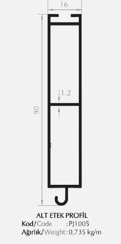 77 KEP ALT BİTİM PROFİLİ 7,50 MT BEYAZ