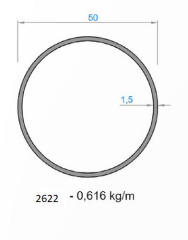 50 LİK BORU PARLAK ELOKSAL AKP-2622 / 6 MT