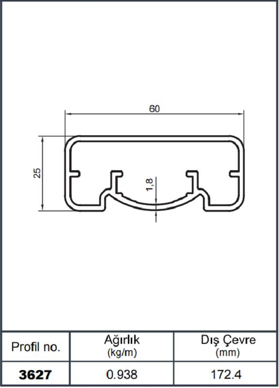 25*60 ÜST PROFİL PARL BRONZ AKP-3627/ 6 MT
