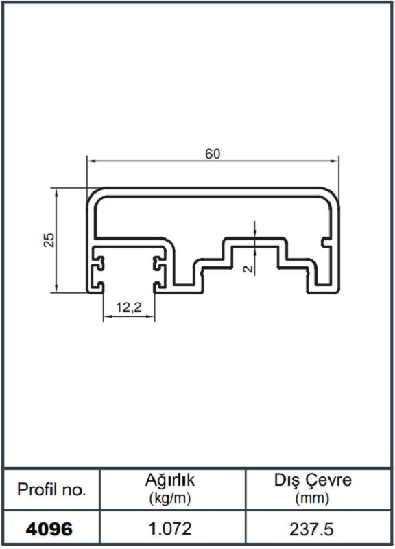 25*60 YAN KANALLI ÜST PR PARL BRONZ AKP-4096/ 6 MT