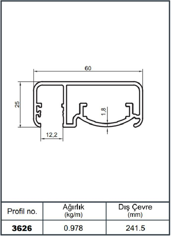 25*60 ÜST PRF YANDAN KANL PARL ELOKS AKP-3626/ 6 M