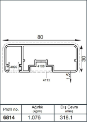 30*80  ÜST PROFİL YANDAN KANALLI  P BRONZ AKP-6814