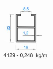 CAM KÜP ALT PROFİLİ 17*22  PARLAK OKY-4129/6 MT
