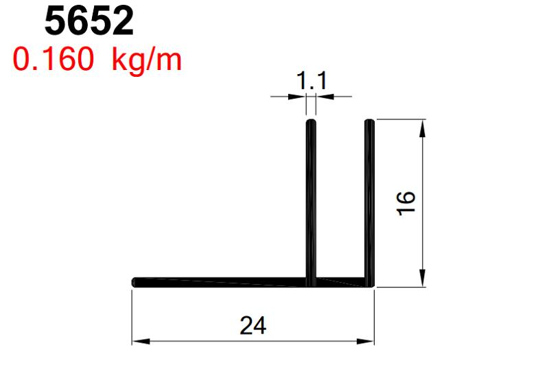 KOMPOZİT F PROFİLİ  SİYAH AKP-5652 / 6 MT