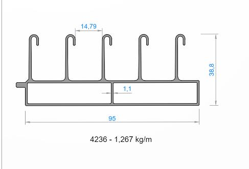 5 Lİ SÜRME EŞİKLİ RAY ELOKSAL OKY-4236/ 6,50 MT