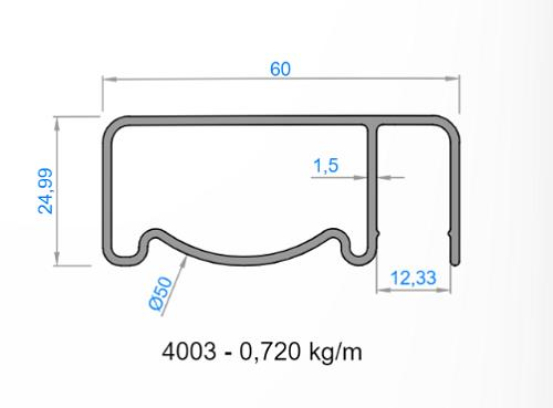 25*60  ÜST PR  YAND KANALLI  PARLAK OKY-4003 /6 MT