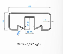 25*60  ÜST PR  ORTKANALLI  PARLAK OKY-3955 /6 MT