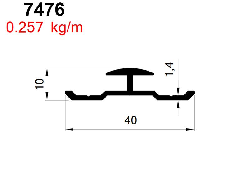 KOMPOZİT H  PROFİLİ HAVUZLU SİYAH  AKP-7476 / 6 MT