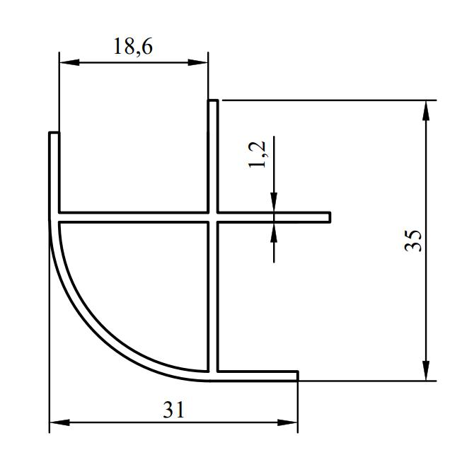 18 MM  MOBİLYA OVAL KÖŞE PROFİLİ  ELOKSAL / 6 MT
