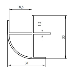 18 MM  MOBİLYA OVAL KÖŞE PROFİLİ  ELOKSAL / 6 MT